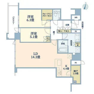 ブランズタワー梅田North【46階】の間取り