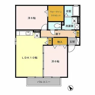 メゾン・ド・プルメリアA【2階】の間取り