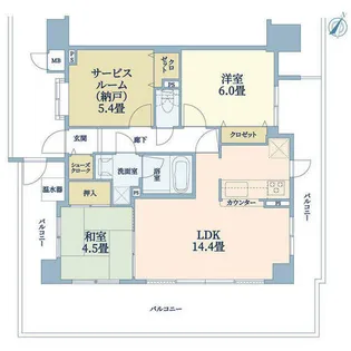 グラン・パレ夙川香櫨園【5階】の間取り