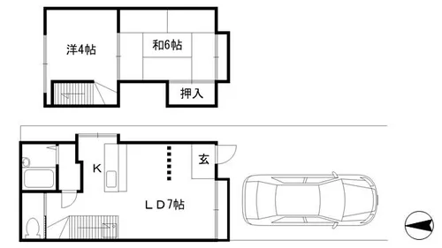 京都府京都市北区紫竹下芝本町【テラスハウス】の間取り