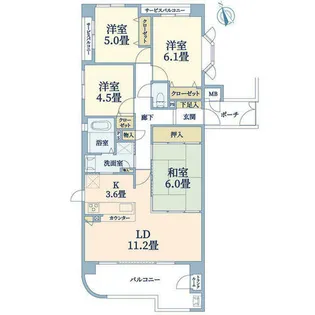ネオグランデ甲陽園【3階】の間取り