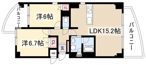 ビューテラス銀河【A号室】の間取り