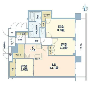 ジオタワー高槻ミューズフロント【35階】の間取り