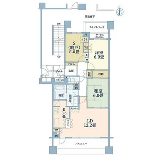 清水谷ヒルサイドコート【5階】の間取り