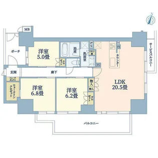 イーグルコートびわ湖大津京【13階】の間取り