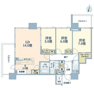 シティタワー東梅田パークフロント【20階】の間取り