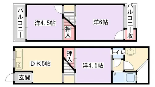 大阪府寝屋川市木田元宮2丁目【テラスハウス】の間取り