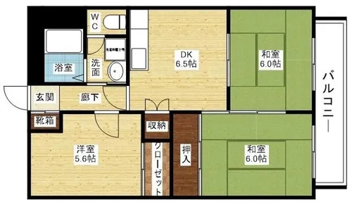 グリースシャトー桃山台【6階】の間取り
