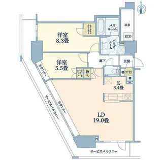 ジークレフ新神戸タワー【13階】の間取り
