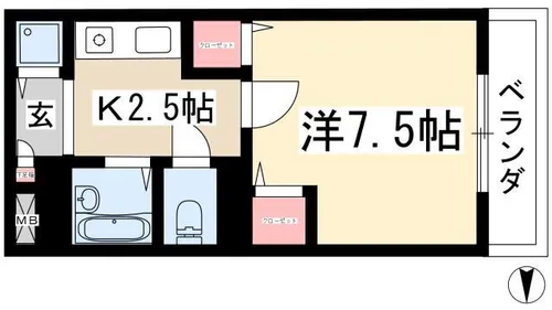 エストゥディオ【2B号室】の間取り