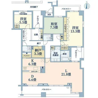 ジオグランデ芦屋翠ヶ丘【6階】の間取り