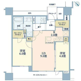 シエリアタワー中之島【21階】の間取り