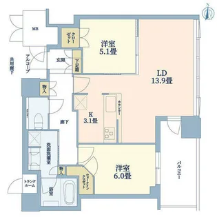 ジオタワー天六【31階】の間取り