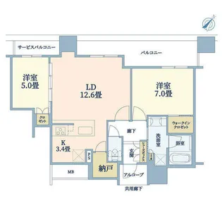 シエリアタワー中之島【25階】の間取り