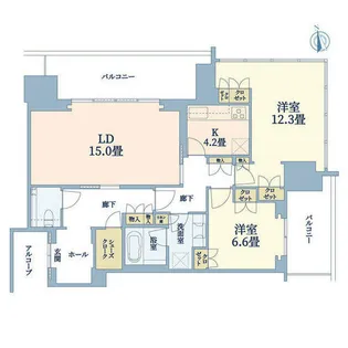 グラングリーン大阪 THE NORTH RESIDENCE【28階】の間取り