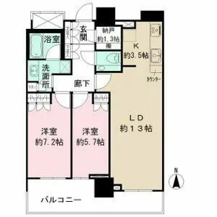 ブリリアタワー名古屋グランスイート【13階】の間取り