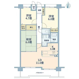 グランドメゾン甲子園口【2階】の間取り