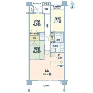 イニシア伏見丹波橋【5階】の間取り