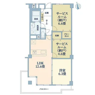 八戸ノ里ガーデンハイツ【10階】の間取り