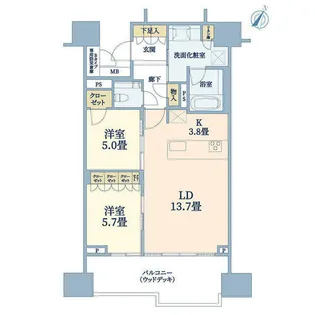 プラウド大阪城【6階】の間取り