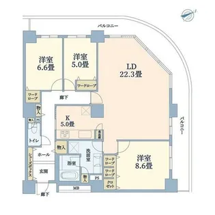 RICウエストコート3番街501号棟【36階】の間取り