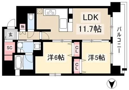 プレサンスロジェ泉【8階】の間取り