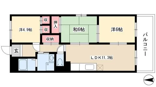 ラフィネ櫻館【401号室】の間取り