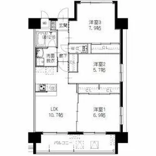 ヒルクレスト寺塚【201号室】の間取り
