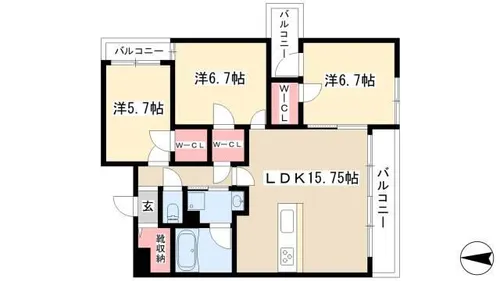 ユング城山【301号室】の間取り