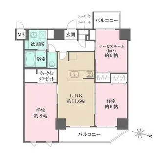グルーブAriaトアロード【12階】の間取り