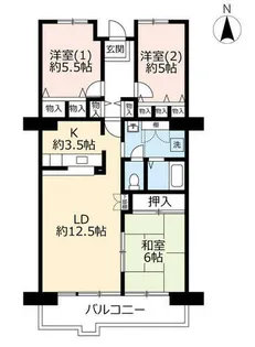 URサンヴァリエ苅田【0030204号室】の間取り