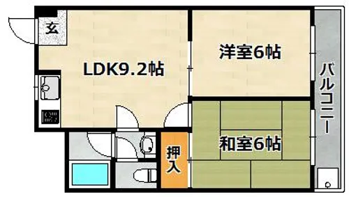 ハイツ菊水【602号室】の間取り
