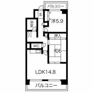 アビタ山本放出東【6階】の間取り