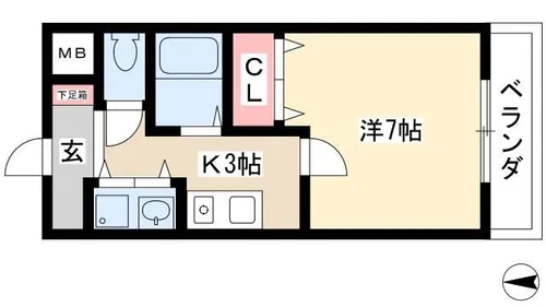 ビーライン千鳥【2階】の間取り