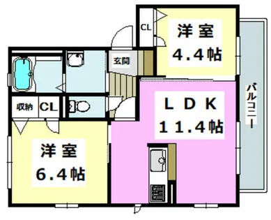 ハイツ太田【B202号室】の間取り