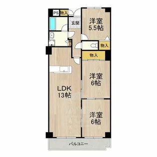 フェルザ南茨木【6階】の間取り