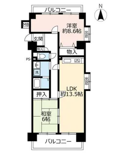 URアーバンラフレ志賀【0050101号室】の間取り