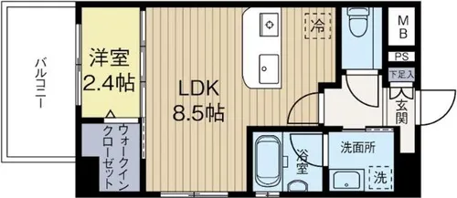 ヴィラージュ県庁前参番館【3階】の間取り