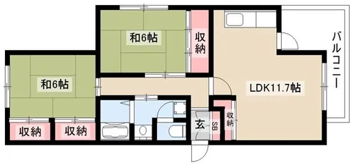 ルースト植田山【C-2号室】の間取り