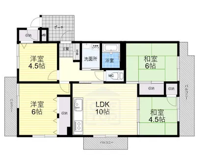 尾勝山ハイツ【3階】の間取り
