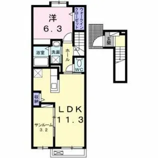 シャインプレイス【202号室】の間取り