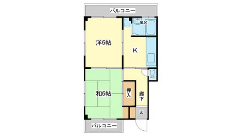 京口セントラルハイツ【3F-W号室】の間取り