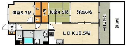 ライオンズマンション長田ヒルズ【3階】の間取り
