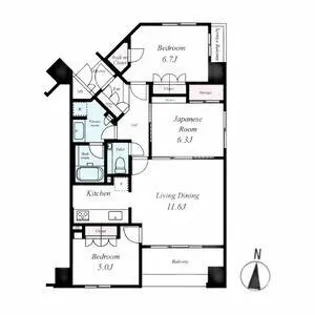 アップルパレス丸の内【4階】の間取り