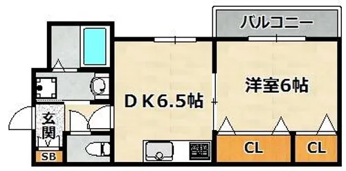 1DKの間取り画像