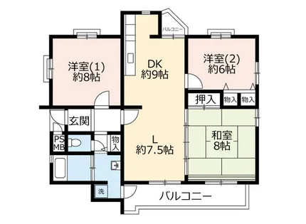 UR平城右京【0240301号室】の間取り