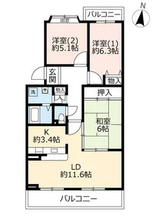 UR小金台【0010503号室】の間取り