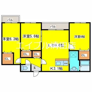アクアトピア清田Ⅱ【3階】の間取り