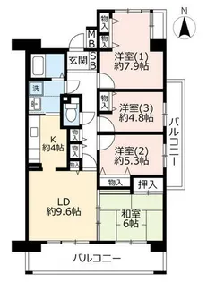UR奈良・学園前【00D0301号室】の間取り
