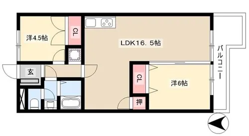 第二中柳ハイツ【302号室】の間取り